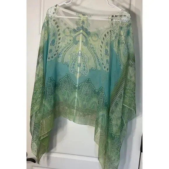 Cato Teal Sleeveless Subliminal Tank W/ Matching Handkerchief Poncho Plus 22/24 - Picture 7 of 11